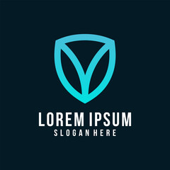 Modern abstract shield logo with blue lines