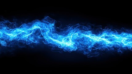 Abstract, flowing blue energy against a dark background