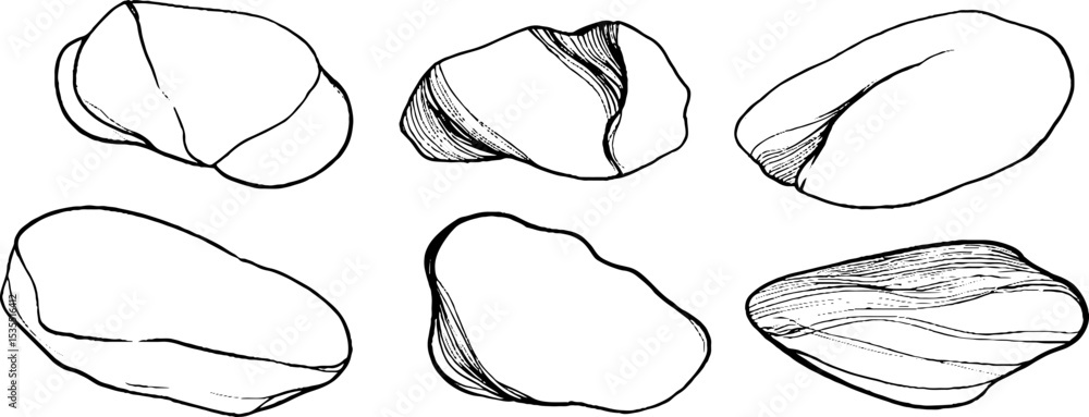 Poster minimalist line art illustration set with pebble patterns for creative design