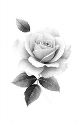 Elegant Black and White Rose Illustration on White Background