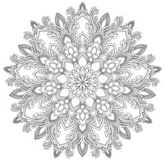 Mehndi Henna Drawing Circular Mandala pattern for tattoo, decoration premium product poster or painting. Decorative ornament in ethnic oriental style. Outline doodle hand draw illustration