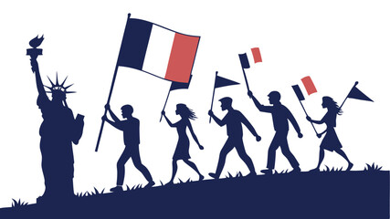 France National Day Calendar Clock Icons July