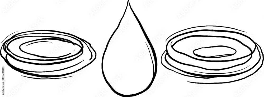 Poster abstract raindrop and ripple line art set for minimalistic design