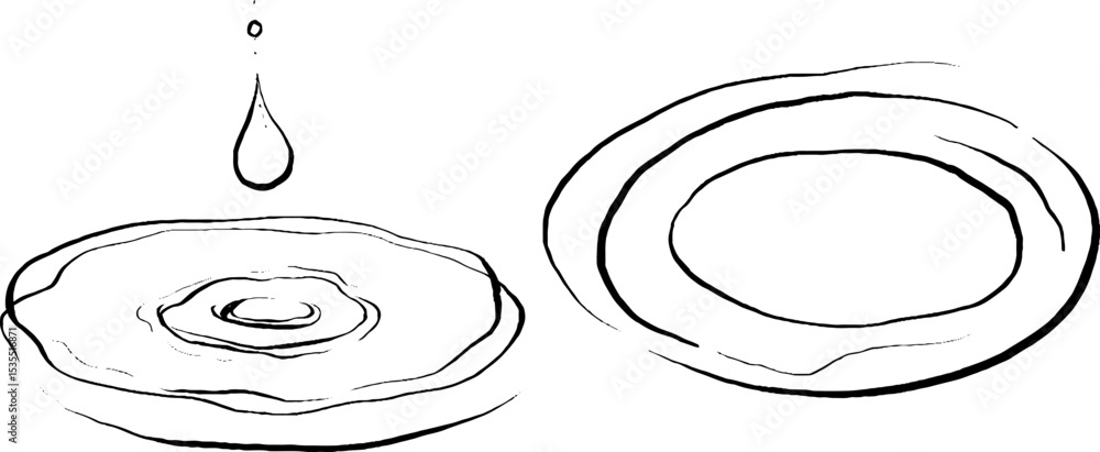 Poster minimalist line art set of raindrop and ripple patterns for contemporary design projects