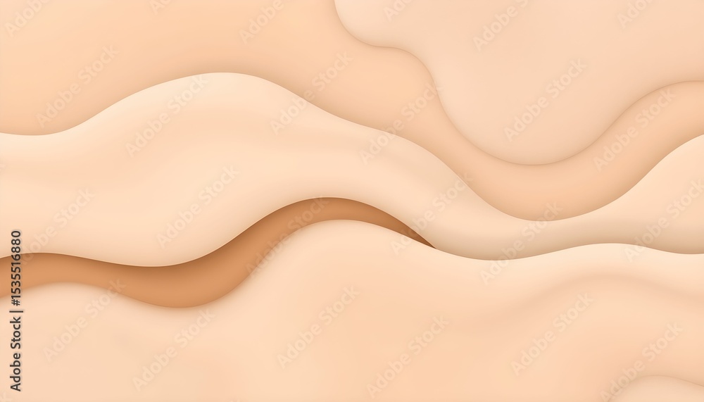 Poster abstract background with layered, wavy shapes in varying shades of beige and tan, creating a smooth,