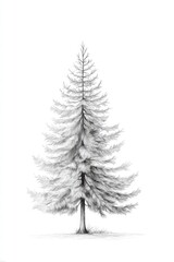 Detailed Illustration of a Pine Tree Isolated on a White Background