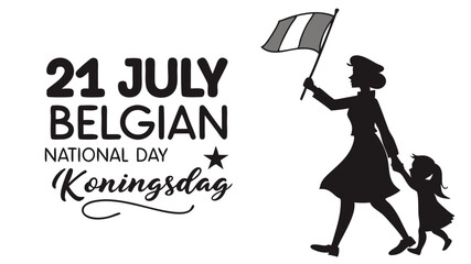 Belgium National Day Typography Set July