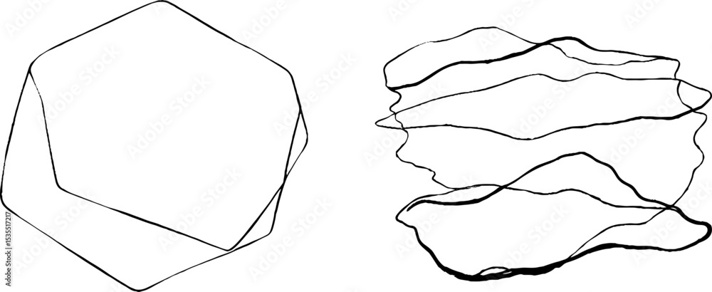 Aufkleber abstract line art illustration featuring rounded hexagon and wavy forms for artistic design projects