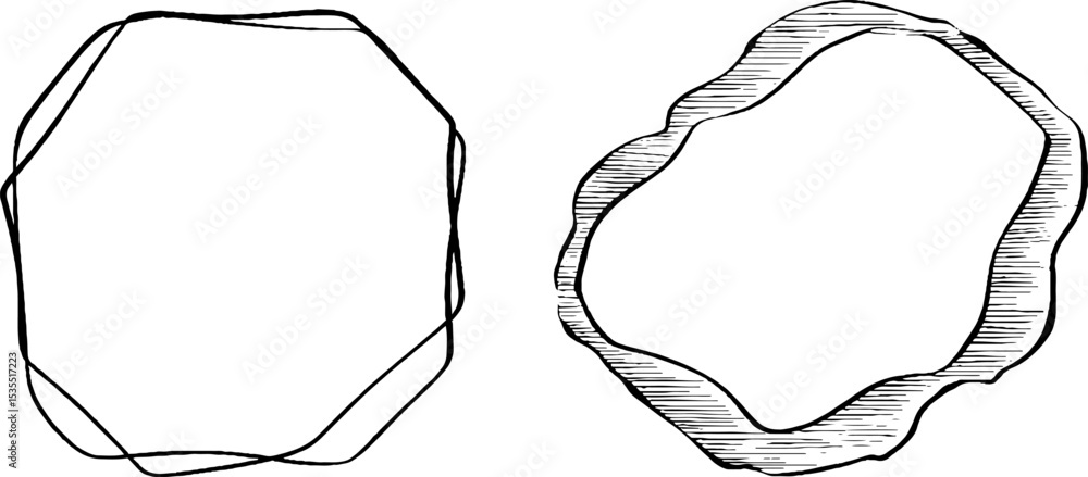 Aufkleber abstract line art set featuring rounded hexagons for creative design projects