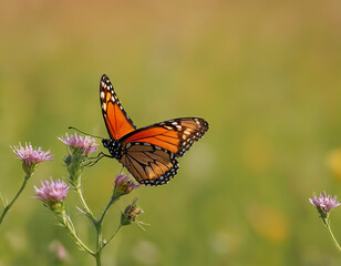 Fototapeta premium Butterfly on a flower closeup in 4k