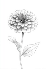 Detailed Black and White Illustration of a Flower with Petals