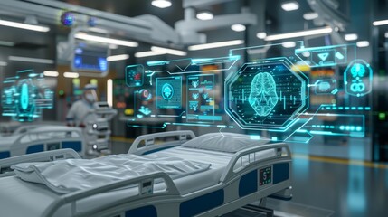 Hospital bed with digital lock representing hipaa compliance and enhanced data security measures