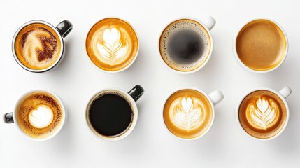 Diverse Collection of Disposable Coffee Cups Featuring Black Coffee