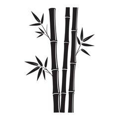 Fototapeta premium Elegant black and white bamboo illustration depicting asian nature and botanical elements