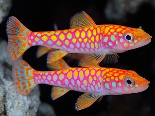 Beautiful aquarium fish swimming gracefully in clear water, close-up, tropical and colorful.