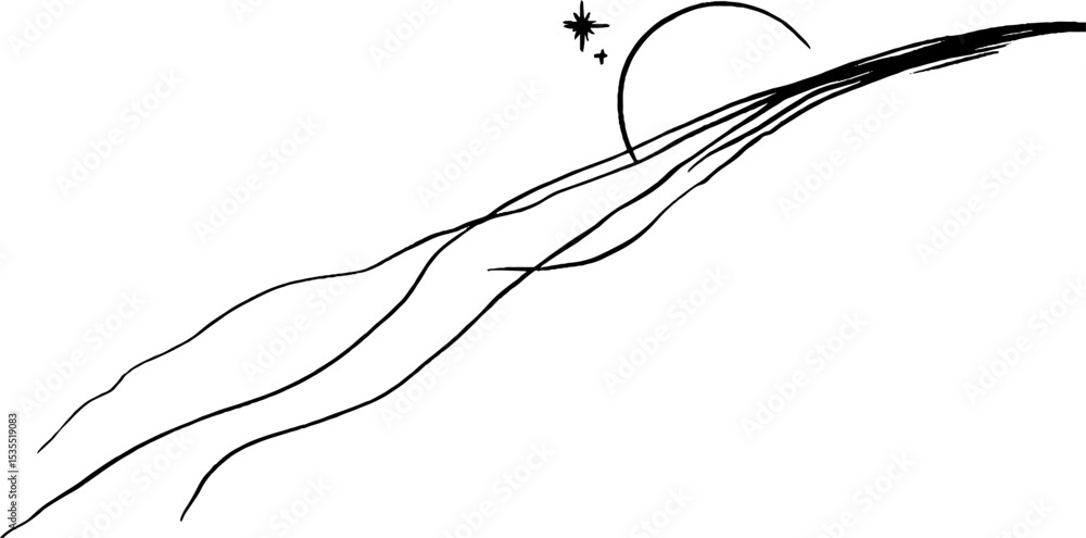 Poster Elegant line art with starry motif border for minimalist design