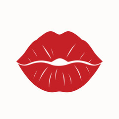 Bold red lips kissing graphic isolated on white background vector illustration
