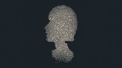 Fingerprint Silhouette of Female Face on Dark Background – Intricate Surreal Artwork