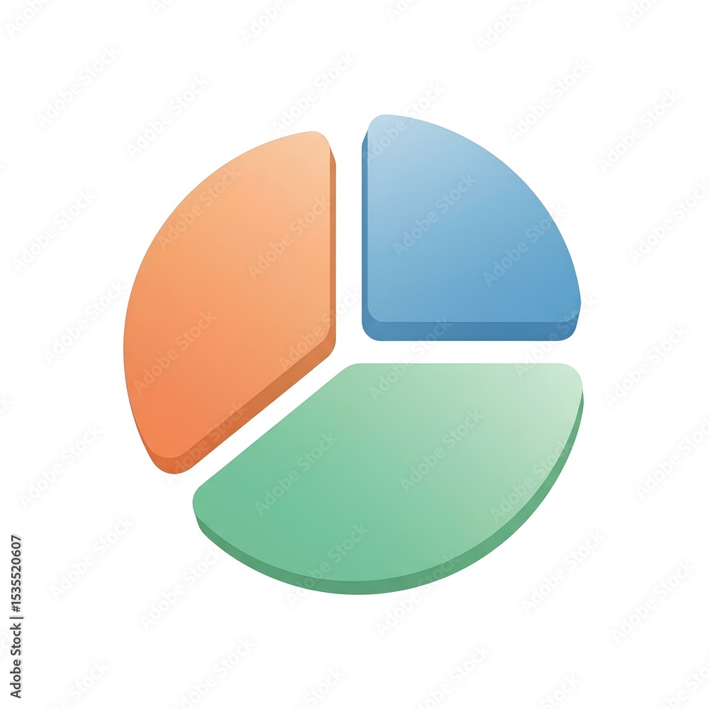 Aufkleber pastel-colored three-dimensional pie chart representing data segments for business presentations and