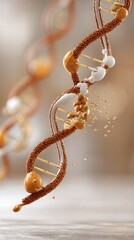 Intricate Close-Up of Spiraling DNA Helix Structure with Details