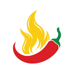 Fiery chili pepper logo vector illustration representing hot spicy food and cuisine