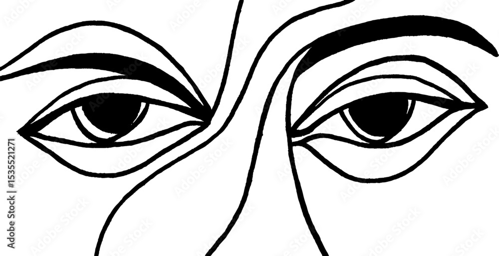 Poster minimalist line art of abstract eyes pattern with concentric design