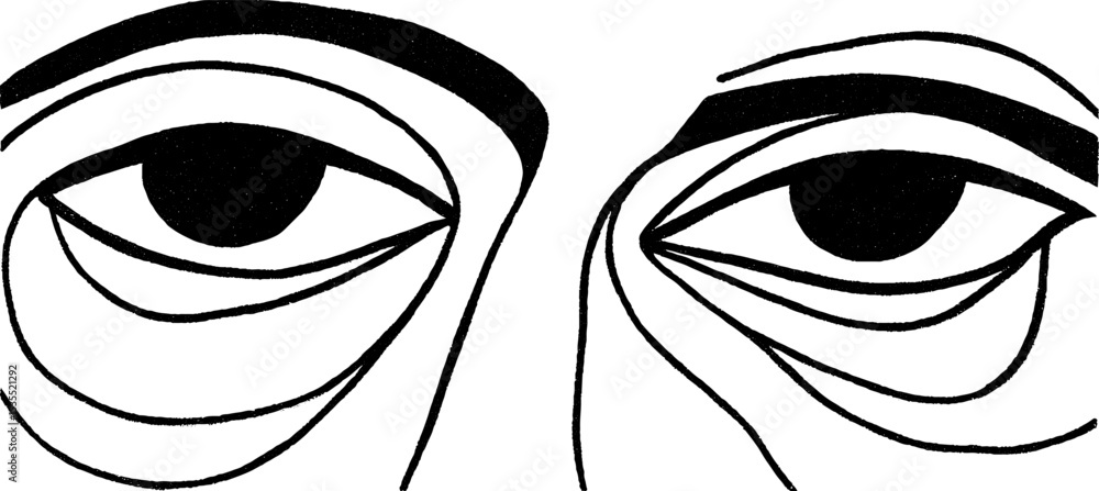 Poster abstract line art of eyes with concentric patterns for modern design