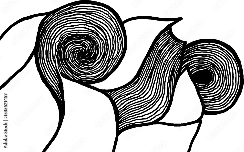 Poster dynamic line art of radiating abstract spirals for modern design projects