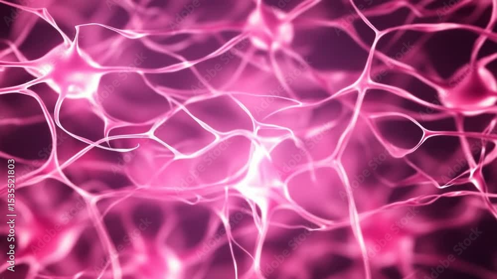 Poster abstract pink neuron network moving background for science presentation and digital art