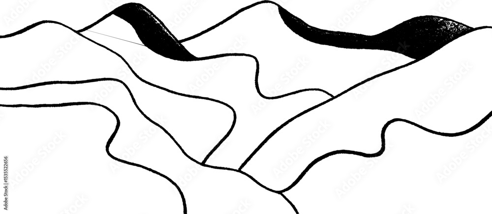 Poster abstract topographic line art with repetitive wavy pattern for modern design