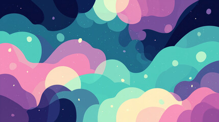 colorful abstract 2d illustration background in a playful style, ideal for children’s book design, mental health posters, early education visuals, or creative web headers