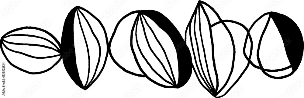 Poster elegant line art of sliced spheres forming rhythmic patterns for design