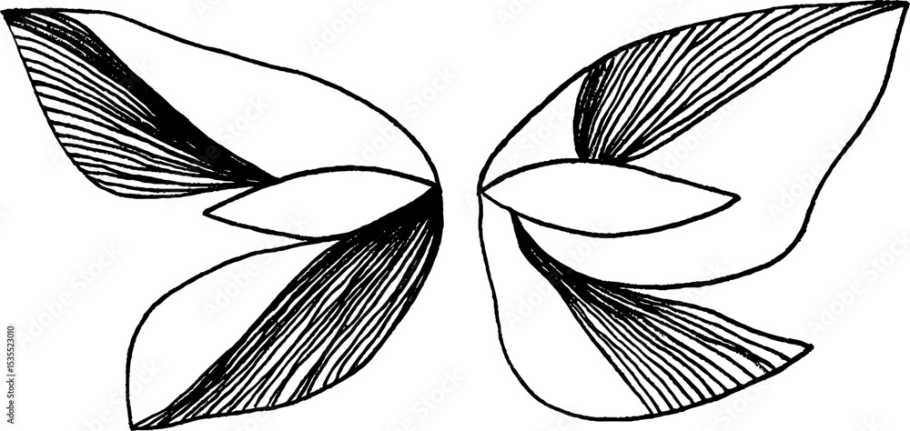 Poster abstract line art design of symmetrical wing pattern for creative projects