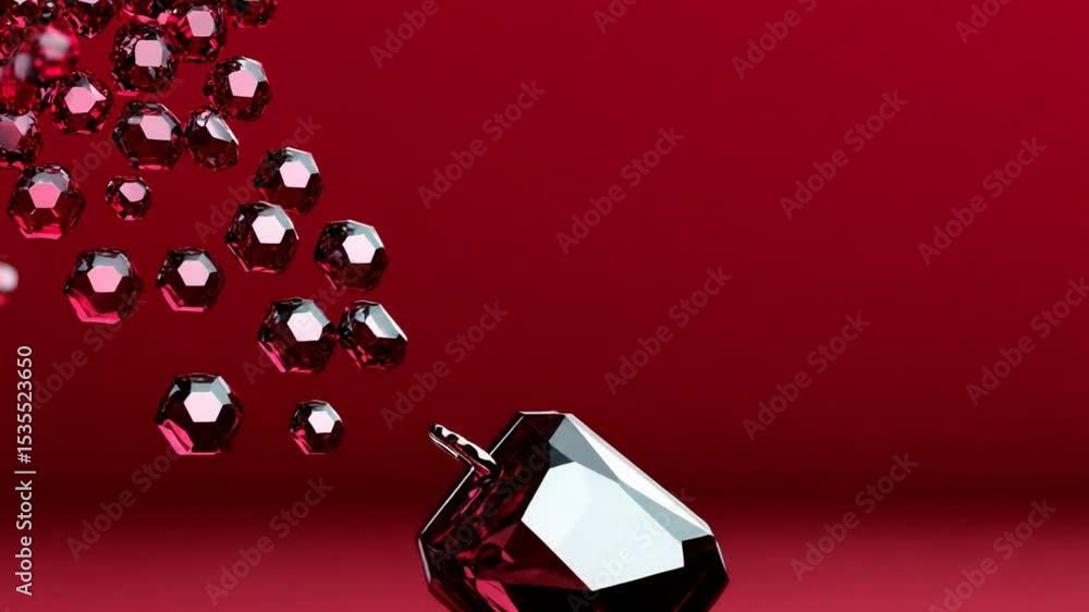 Poster sparkling red gemstone with shimmering facets against a vivid red background capturing elegance and 
