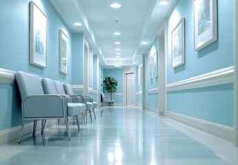 A Bright and Clean Corridor in a Nursing Home Environment
