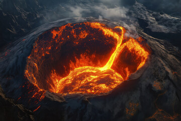 Concept art of Earth's core releasing an intense magmatic plume into mantle layers.