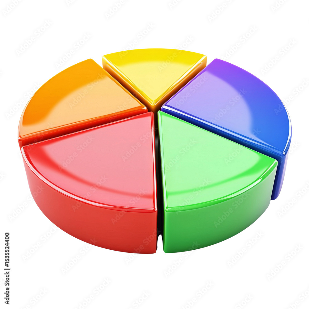 Aufkleber colorful pie chart with vibrant segments representing data visualization. ideal for presentations an
