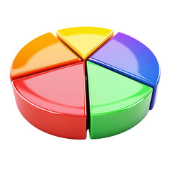 Fototapeta premium Colorful pie chart with vibrant segments representing data visualization. Ideal for presentations and educational materials