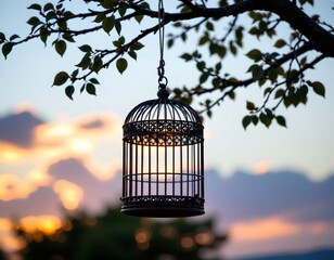 a serene outdoor setting during either sunrise or sunset