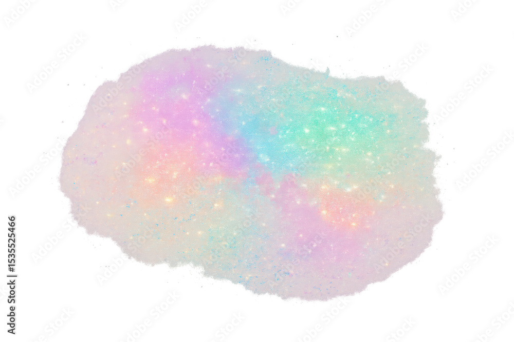 Poster abstract colorful cloud shape with glitter effect, ideal for creative projects on transparent backgr