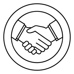This is a versatile set of professional handshake vector icons, rendered in a clean, modern line art style. The collection includes multiple variations, such as a standalone handshake and versions.
