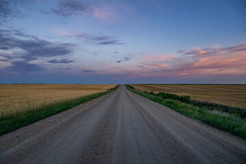Looking Down Long Dirt Road In Kansas