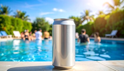 Naklejka premium Aluminum can by pool