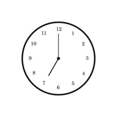 Simple Clock Face Depicting Seven O'Clock - Time Management Visual Aid