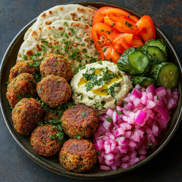 Plate of faboa meatballs with pitza and pitza.