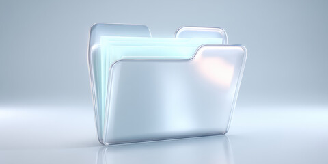 Digital folder icon represents data transfer with sleek modern design glowing softly in minimalistic environment for technology concept