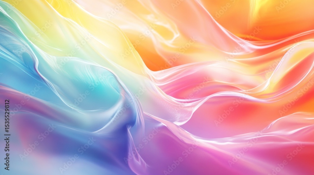 Poster abstract iridescent colorful flowing gradient background with silk waves effect