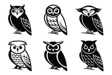 Obraz premium Stylized Owl Illustrations for Creative Projects and Designs