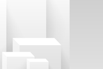abstract grey cube geometry display background, 3D realistic product design concept