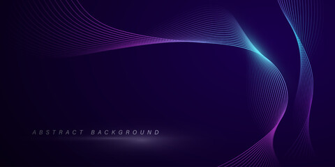 abstract neon gradient wavy lines on dark background